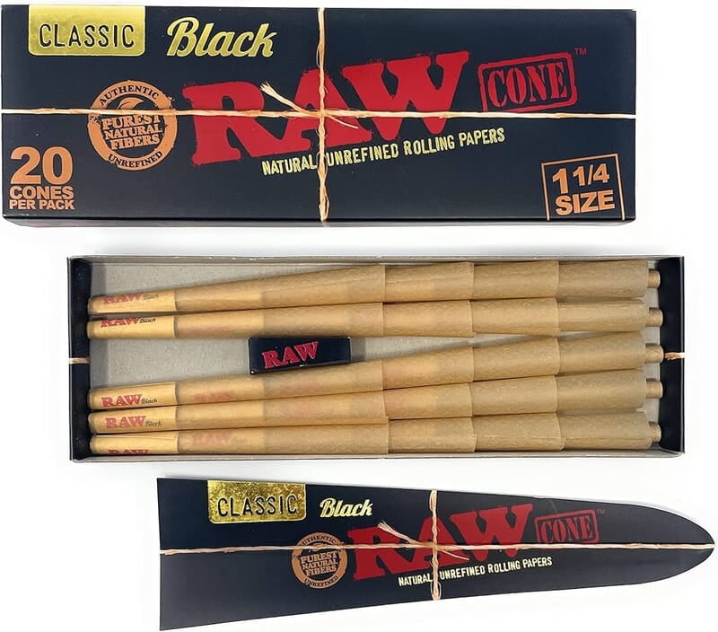 RAW:CONES BLACK 20CT
