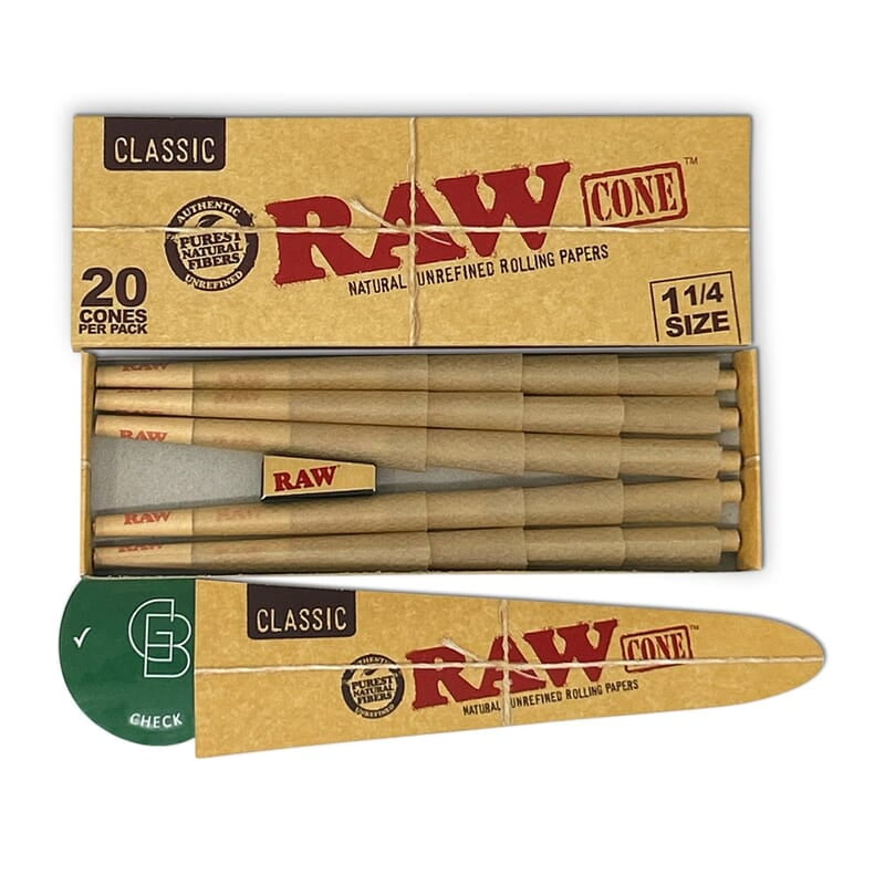 RAW:CONES PREROLL 1 1/4 20CT